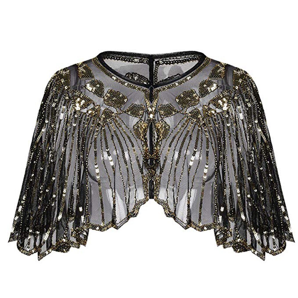 1920s Flower Sequin Women Cape