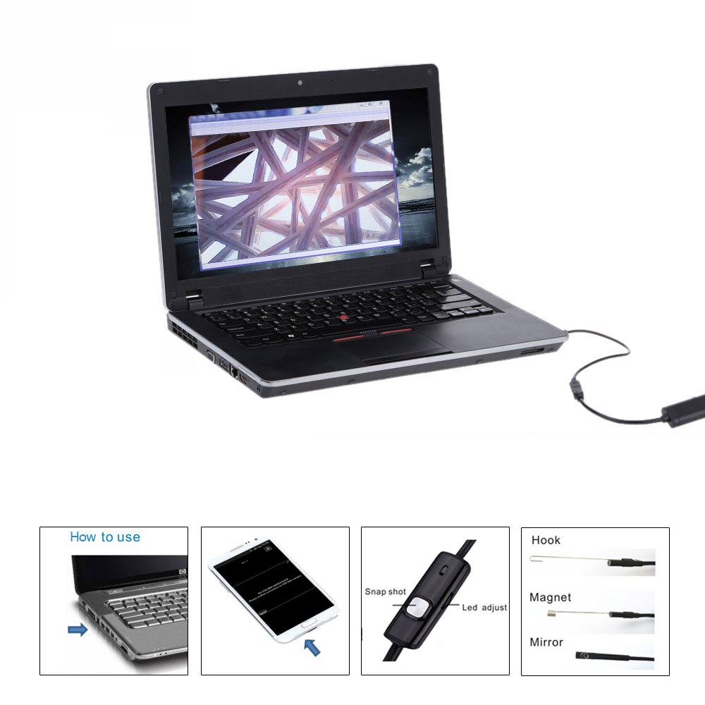 KKmoon 5.5mm 3.5m Mini Digital USB Endoscope Inspection Camera Adjustable Brightness for Android Phones PC