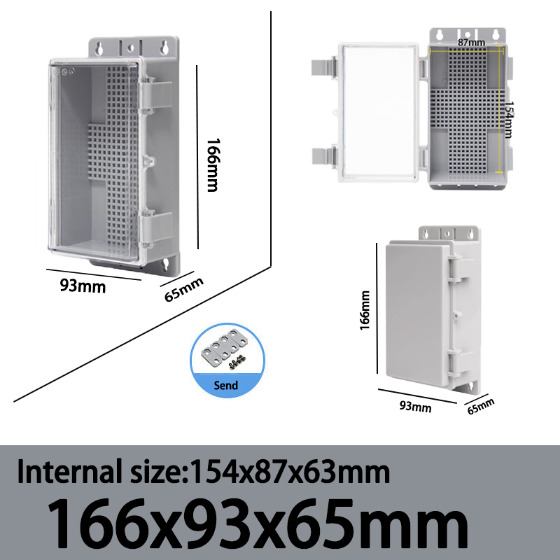 Caja de sellado electrónico impermeable para exteriores, carcasas ABS de distribución de cubierta gris/transparente IP66 con hebilla, caja de conexiones de plástico: 4XL / Marrón y blanco