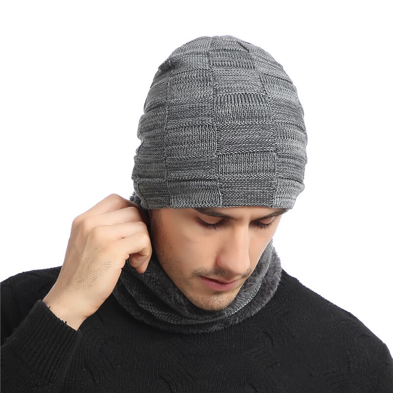 Ensemble bonnet et écharpe d'hiver, bonnet en tricot chaud, bonnet de crâne, cache-cou, bonnet et écharpe d'hiver doublés en polaire épaisse pour hommes et femmes