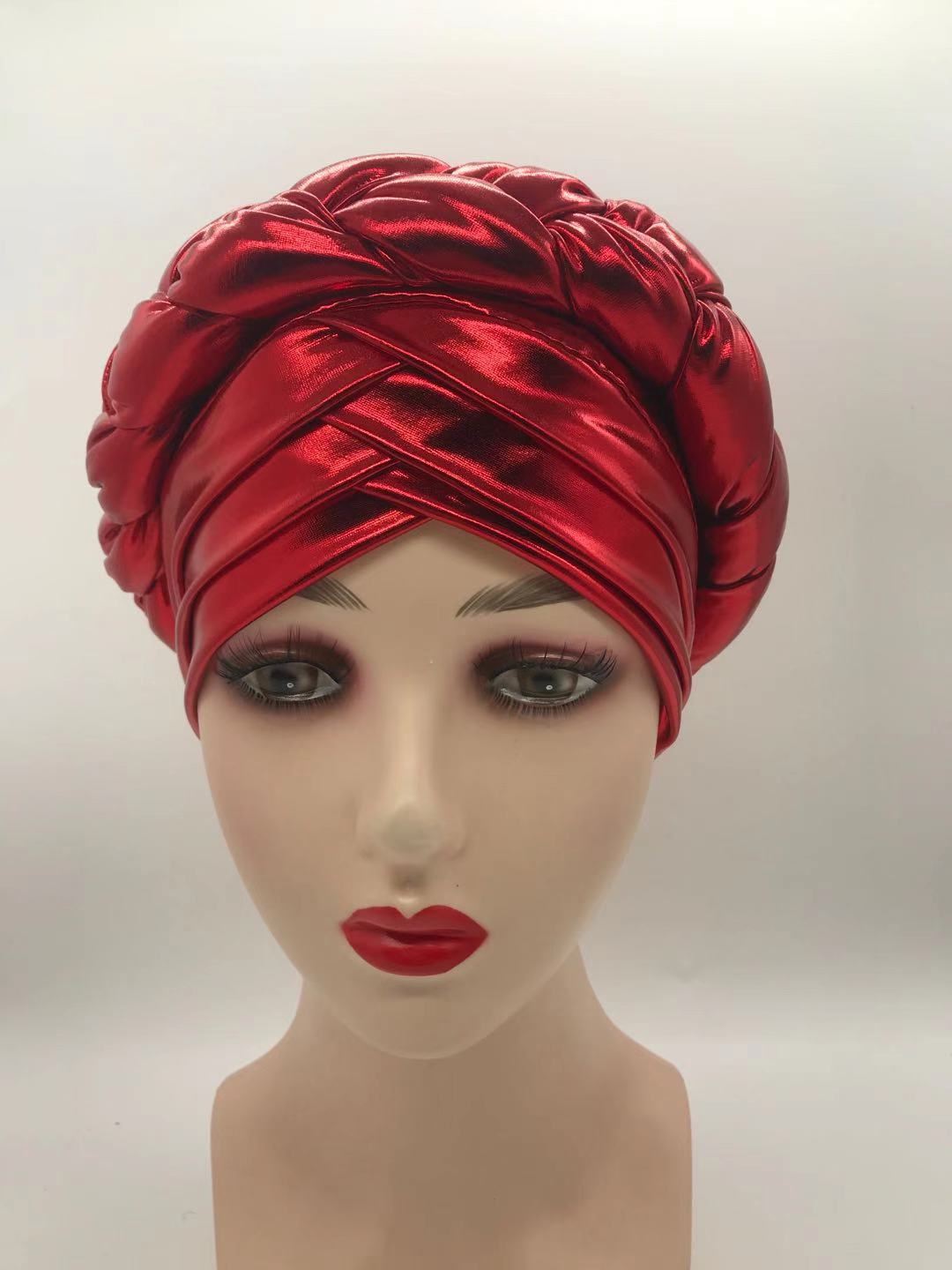 African Braid Turbans For Women Auto Gele Headties Nigerian Female Turban Caps Cross Ready To Wear Head Wraps Bonnet