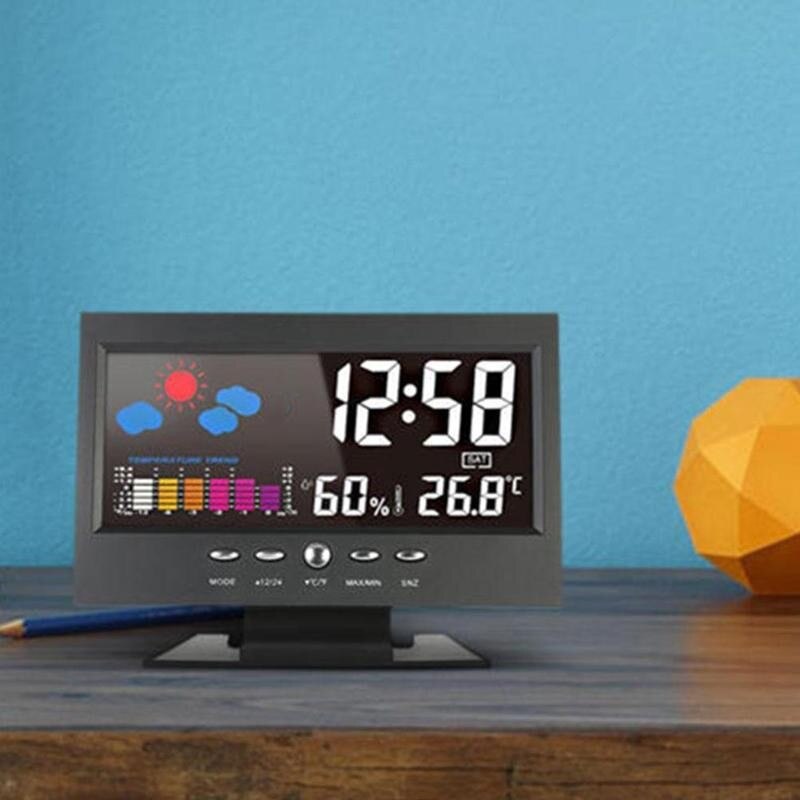 1 Uds Reloj Radio despertador de escritorio eléctrico con proyección pantalla LCD Control de sonido retroiluminación Digital decoración del hogar Reloj Radio