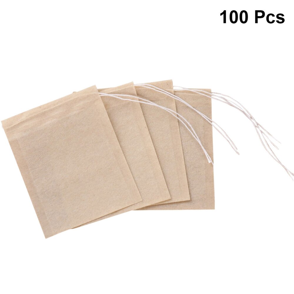OUNONA 200pcs Drawstring Tea Bag Filter Paper Empty Tea Pouch Bags for Loose Leaf Tea Powder Herbs (White): As Shown 1