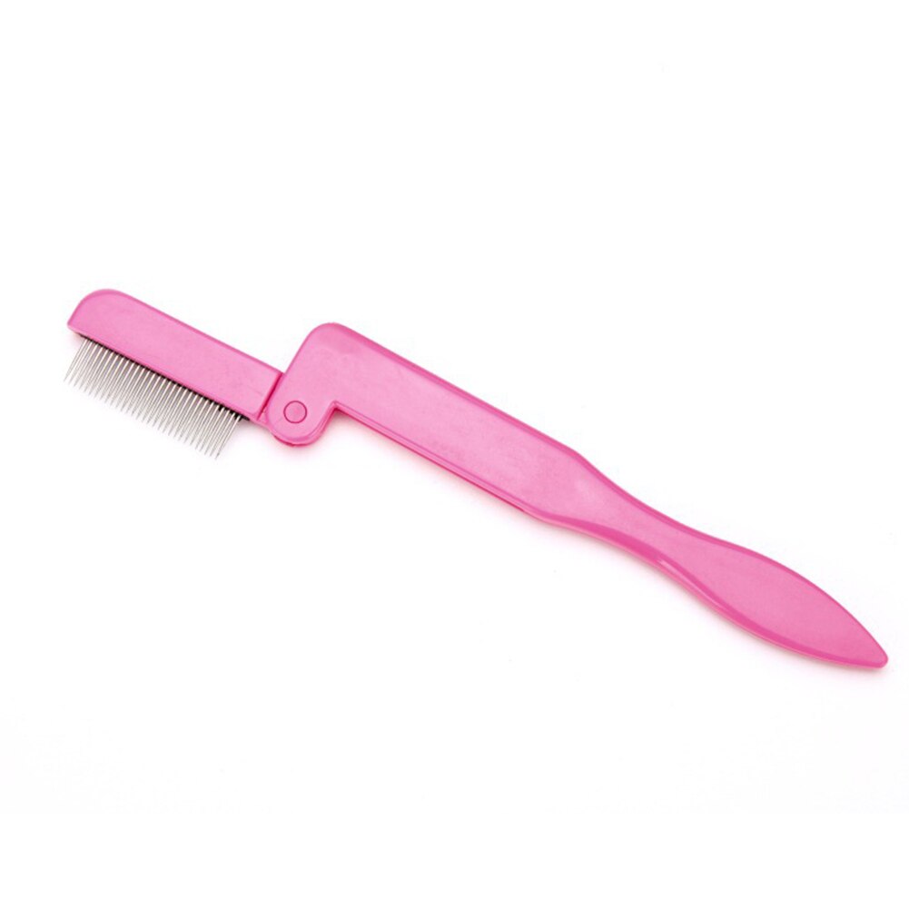 Składane ze stali nierdzewnej grzebień robić brwi brwi pędzel uroda narzędzia robić makijażu składane pędzle makijaż narzędzie łatwe w użyciu kobiety miłość: Różowy