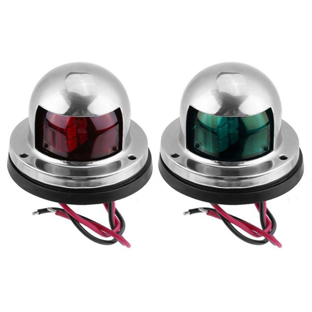 12V Red Green LED Navigation Lights Stainless Steel Sailing Lamp For Marine Boat Pontoon Yacht Boat Lights Boat Accessory: Red And Green