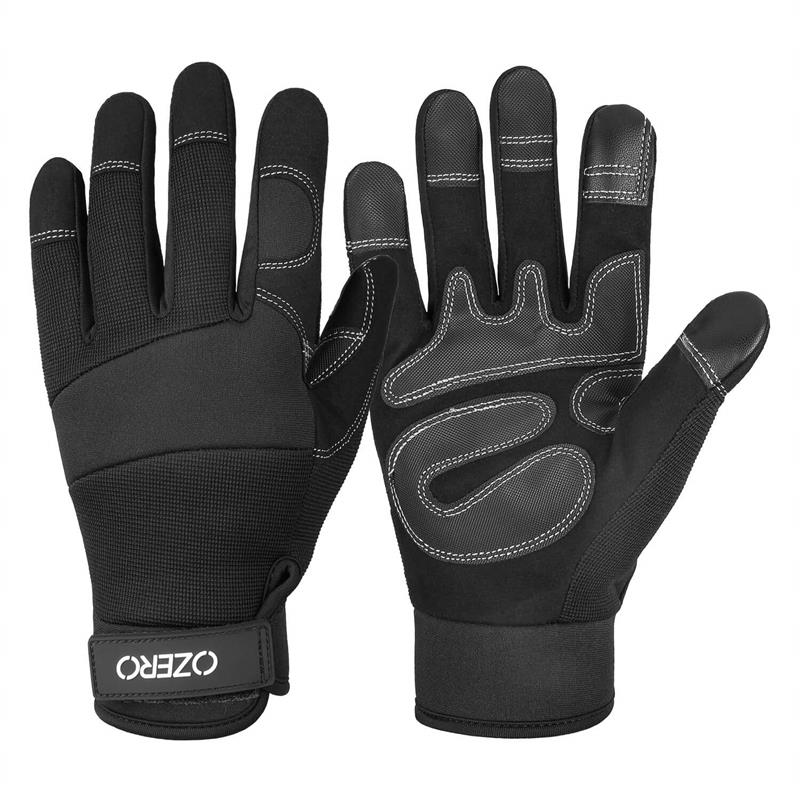 Ozero-Guantes De cuero Para motocicleta, protectores De manos Para el hogar con pantalla táctil, Para mecánica: Black