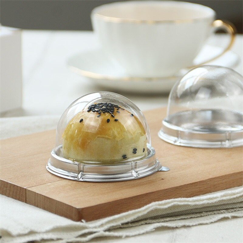 50 Pcs Mini Ronde Maan Cake Container Trays Verpakking Houder Wedding Party Favor Dozen 50G Mooncake Ei-dooier Bladerdeeg Houders