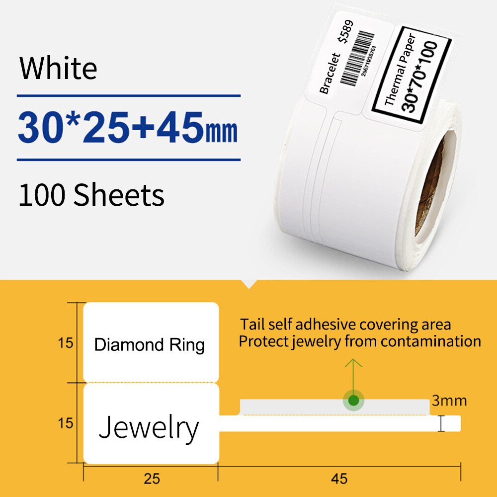 Label Paper Thermal Printing Paper Roll Price Label Paper Waterproof Oil-Proof Tear Resistant for B3S/B11/B21 Thermal Printer: 30x70mm