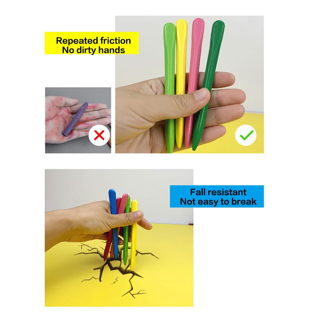 6/12/24/36 Colors Non Dirty Hand Washable Triangular Plastic Crayon Student Oil Painting Stick Early Childhood Education Tools