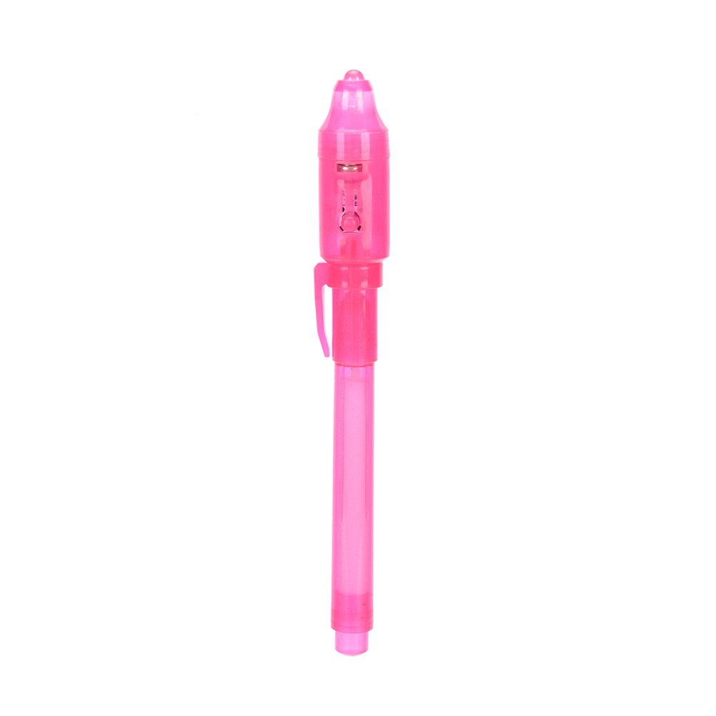 Bolígrafo de tinta Invisible para dibujo de escuela y oficina, conjunto de luz negra púrpura mágica UV 2 en 1, papelería creativa: Rosa