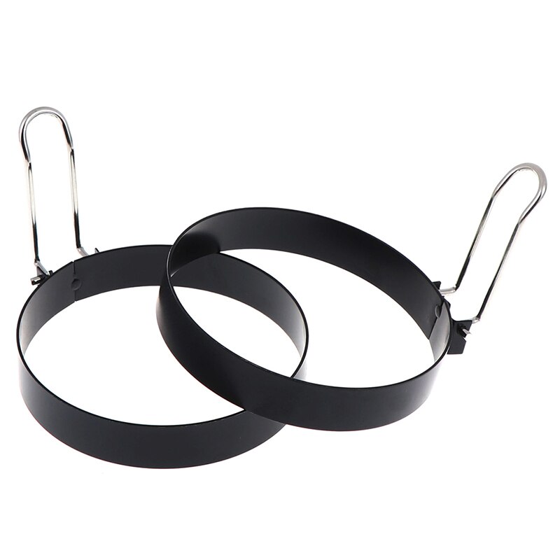 2pc antiaanbakvormen voor gebakken eieren met handvat, ronde pannenkoekvormen, eieren, bakvorm