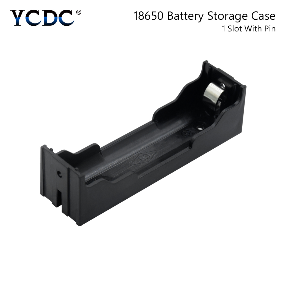 18650 Batterij Clip Opslag Geval Houder Container Met Hard Pins Voor 1/2/3/4x18650 batterijen 1X 2X 3X 4X Slots Plastic Case: 1x slot