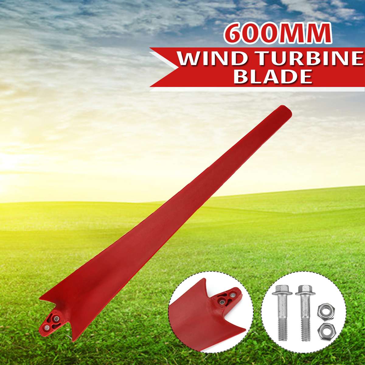 600mm højstyrke nylonfibre røde vindmøller knive kraftenergi generator vindmølletilbehør