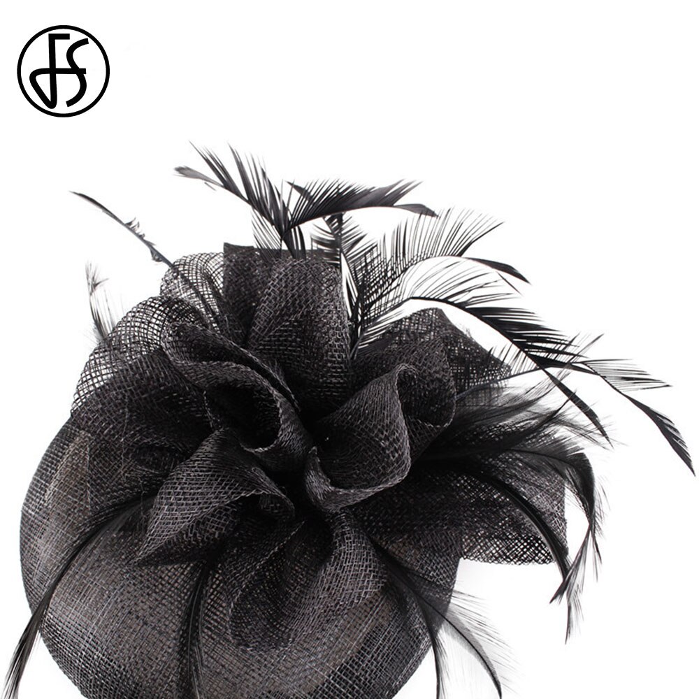 FS Ladies Hats Fascinator Feather Wedding Hat British Retro Top Hat Bridal Church Fedora Pillbox Hat Chapeau Femme