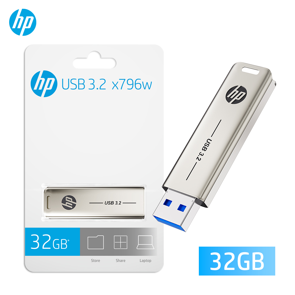 HP 32GB Flash Drive USB3.2 Disk 64GB 128GB 256GB High Speed External Storage Metal Pen Drive USB Sticks for PC Desktop: WHITE