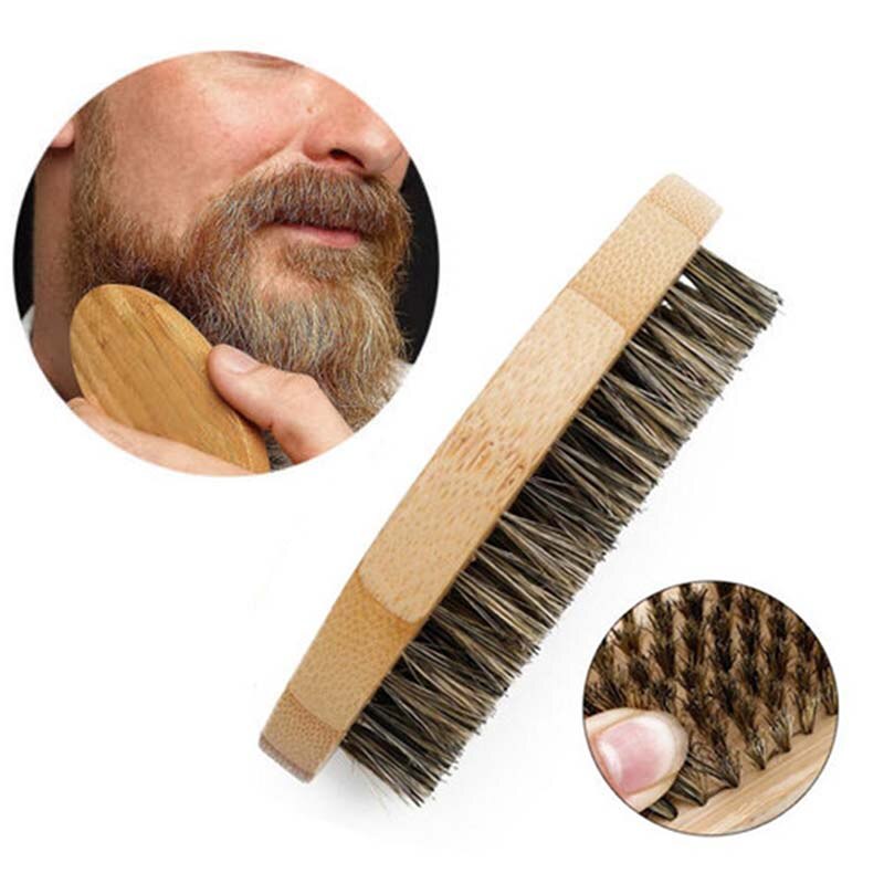 1 stk mænd skæg børste naturlig ornebørste barbering kam ansigtsmassage håndlavet gul overskæg børste skønhedspleje
