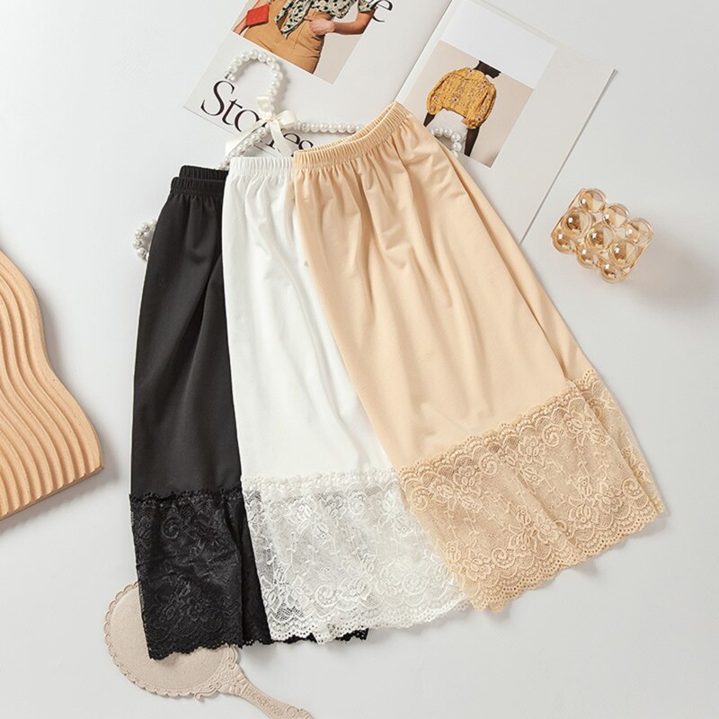 Women Skirt Extender Knee Lace Slip Hollow A-Line Half Extenders Women Lady Lace Casual Skirt Underskirt Petticoat