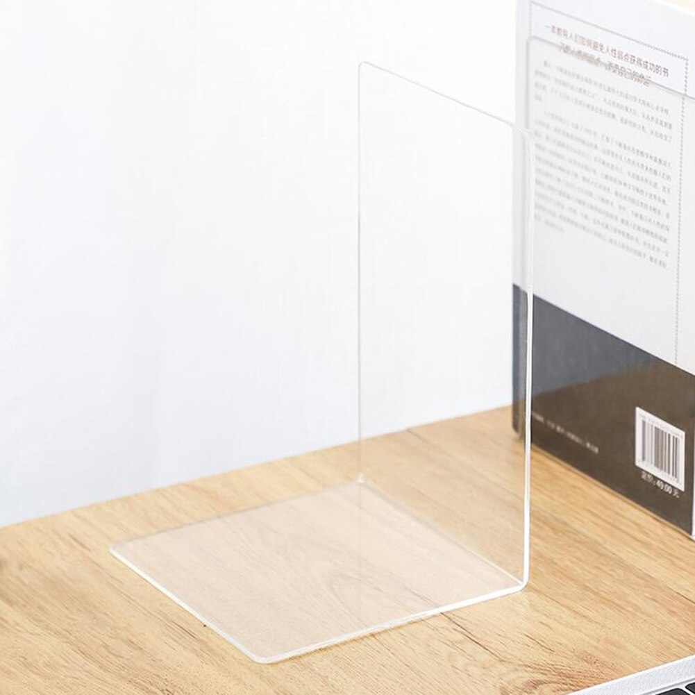 1Pc Multipurpose Transparent Acrylic Bookends Stand Bookshelf File Book Magazines Holder Office Desktop Decorative Storage Rack