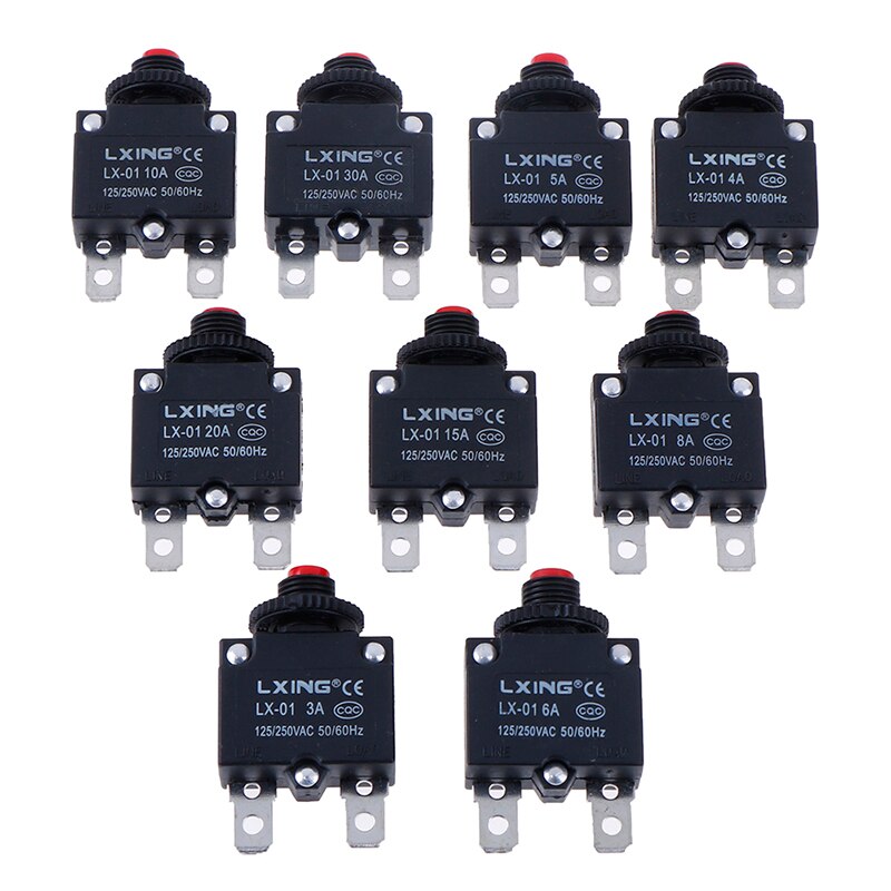 Circuit Breaker Overload Protector Switch Fuse For 3A 4A 5A 6A 8A 10A 15A 20A 30A Thermal Switch Overload Protector Push Button