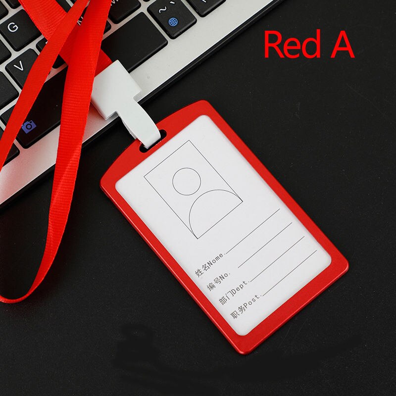 1Pc Aluminium Werk Naam Kaarthouders Visitekaartje Werk Card Id Badge Lanyard Houder Verticale Metalen Id Business case: Red A