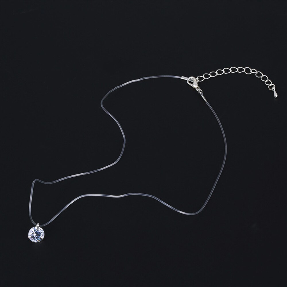 2022 Vrouwelijke Transparante Vislijn Ketting Zilver Kleur Onzichtbare Ketting Vrouwen Rhinestone Choker Ketting