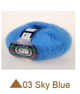 200 gram goedkope Mohair Wol Garen dunne kasjmier garen 8 ballen (25g/bal): 03 Sky Blue