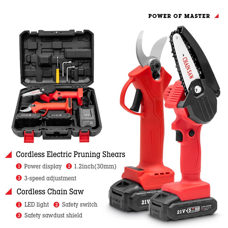 21V Cordless Pruner Electric Pruning Shear with 4000mAh Lithium-ion Battery Efficient Fruit Tree Bonsai Pruning Branches Cutter