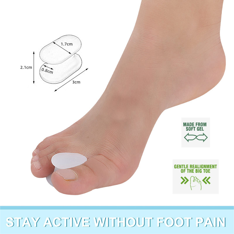 Pexmen 2/4/10Pcs Gel Toe Separator Hallux Valgus Bunion Corrector Straightener Soft Silicone Toe Protector Spacer Foot Care Tool: Light Grey