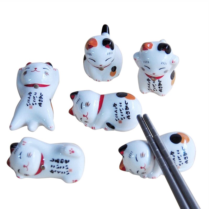 Leuke Lucky cat Eetstokjes Houder Japanse keramische eetstokjes zorg Keramische Lucky Cat Home Hotel Keramiek
