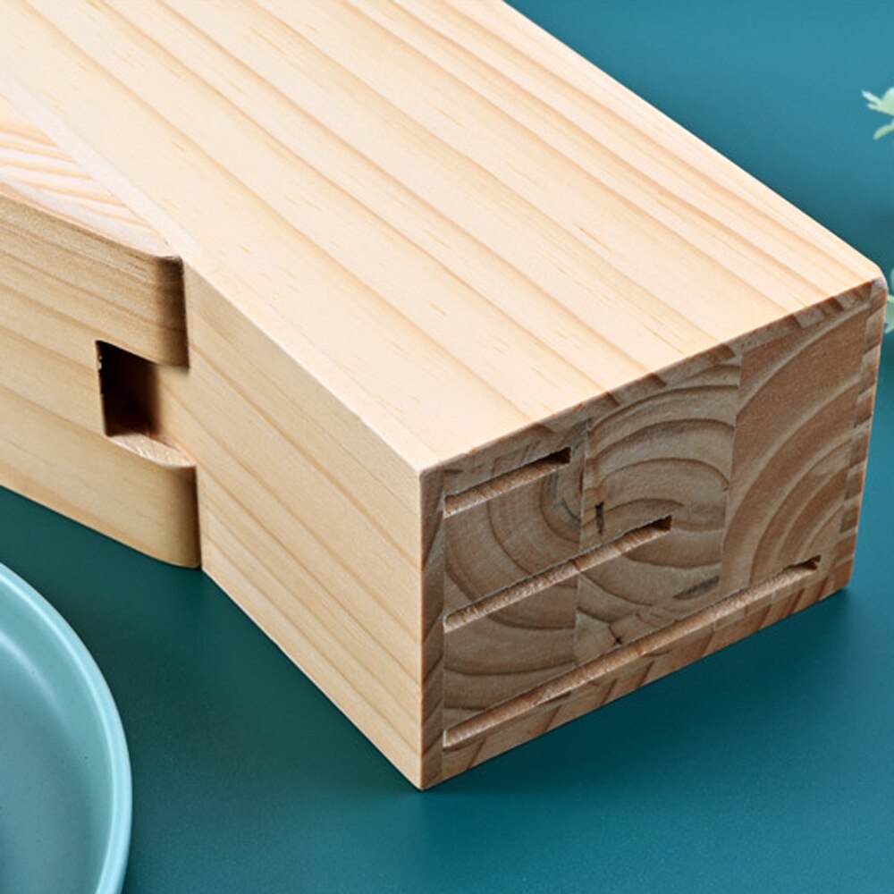 RZD Japanese Cooking Knives Set Chef 8'' Inch Santoku Chopping Utility Knife Holder Wooden Stand Storage Save Space Kitchen Tool
