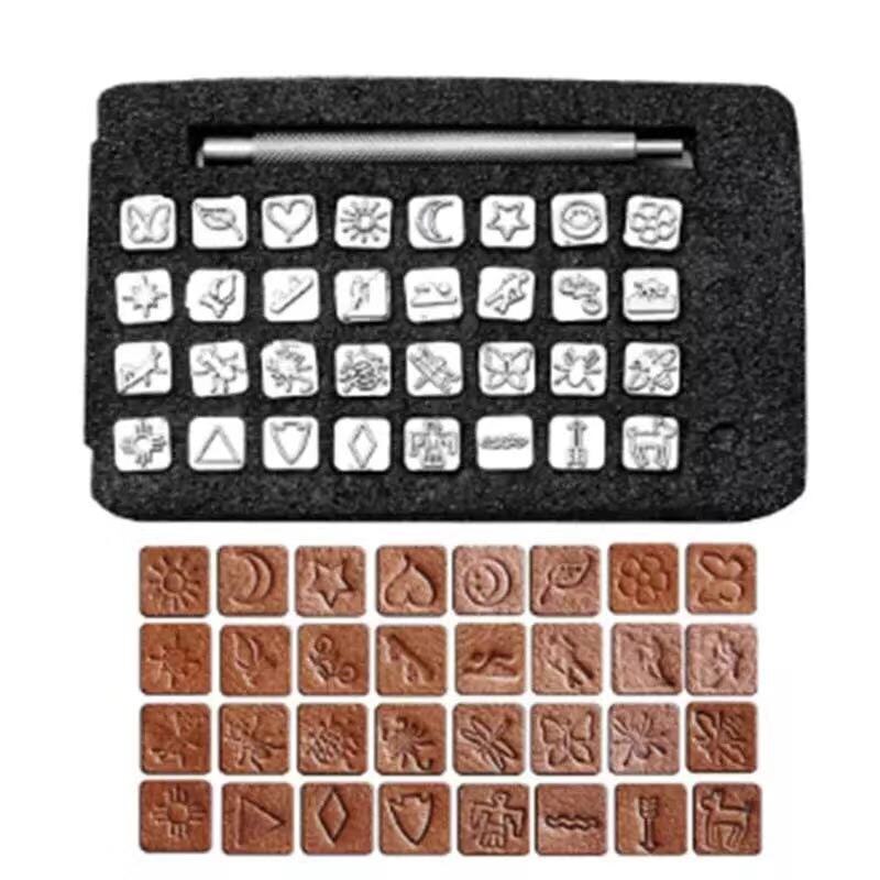 Embossed Stamp Set, Handmade Embossing Stamping Stamps Leather Diy Work Metal Art Craft Tool