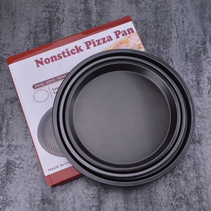 Non-stick Pizza Plaat Ronde Zwarte Pan Bakken Accessoires Mal Kookgerei Molde De Pizza Lade 9/10/11/12/14Inch Pizza Pan