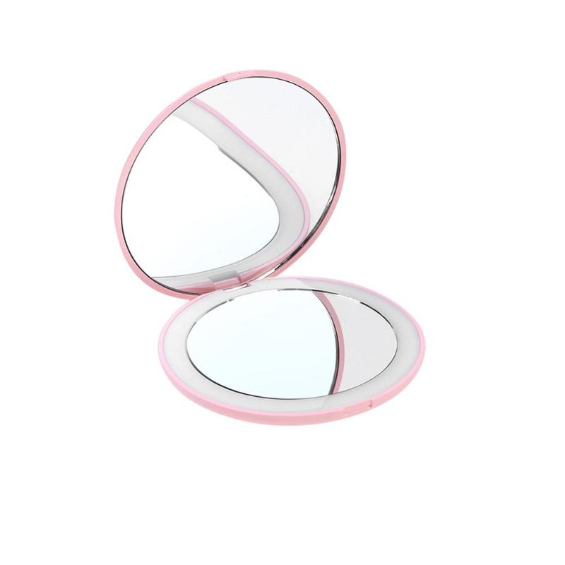 Portable LED Lighted Makeup Mirror Folding Magnifying Round Cosmetic Mirror Portable Vanity LED Mirror With Light Beauty Tool: Default Title