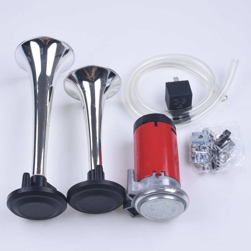 Bocina doble de aire para coche, claxon para camión, tren, barco, súper fuerte, 12 V, con compresor