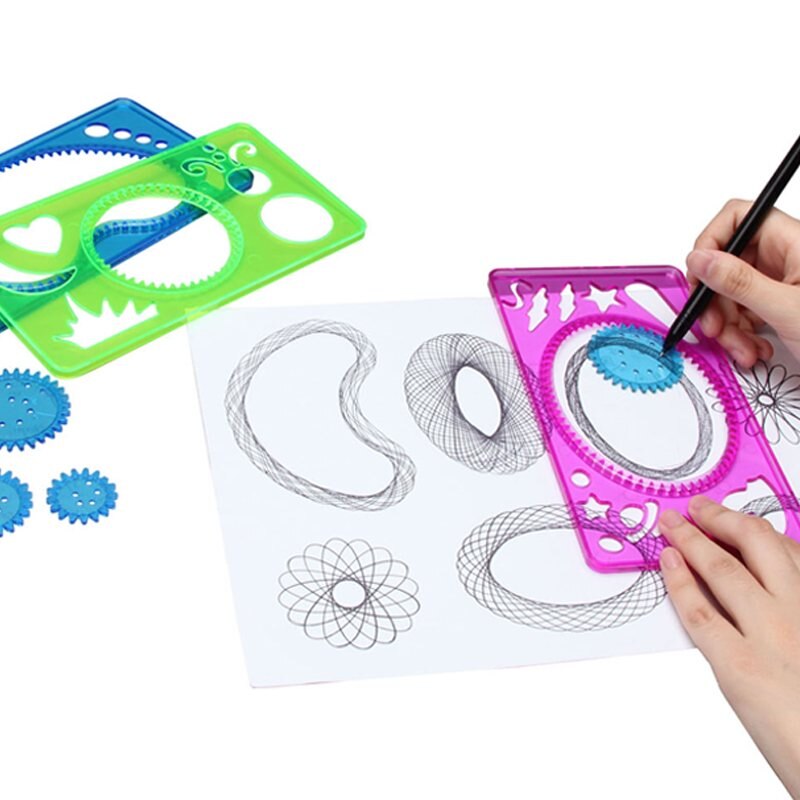 Børn tegning kunstværktøjer skitseplade doodle portefølje skabelon akvarel blyanter blomst skala sæt legetøj unisex plast