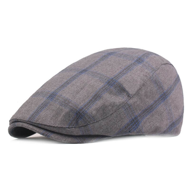 QBHAT-boina de algodón a cuadros para hombre y mujer, sombrero de hiedra para Newsboy, informal, plano, para conducir, Golf, gorra de arte juvenil, Simple: Grey plaid