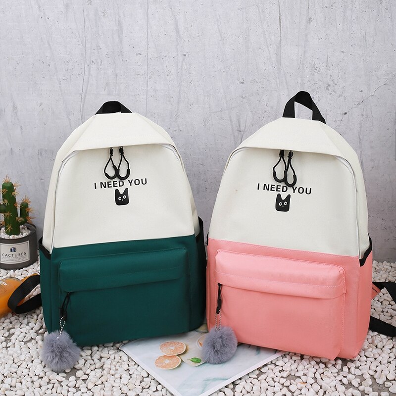4 Pcs/set School Bags for Teenage Girls Anti Theft Travel Backpack Laptop Bagpack Rucksack Women College Student Backbag Mochila