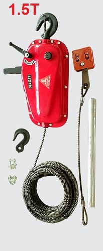 1.5TonX20M--30M Manual wire rope pulling hoist for suspended electric platform, hand winch block steel wire rope hoist
