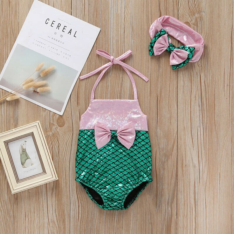 Kinderen Badmode Voor Meisjes Baby Badpak kids Kostuum Biquini Infantil Baden Kleding Vrouwelijke Een Stuk Romper + Hoofdband