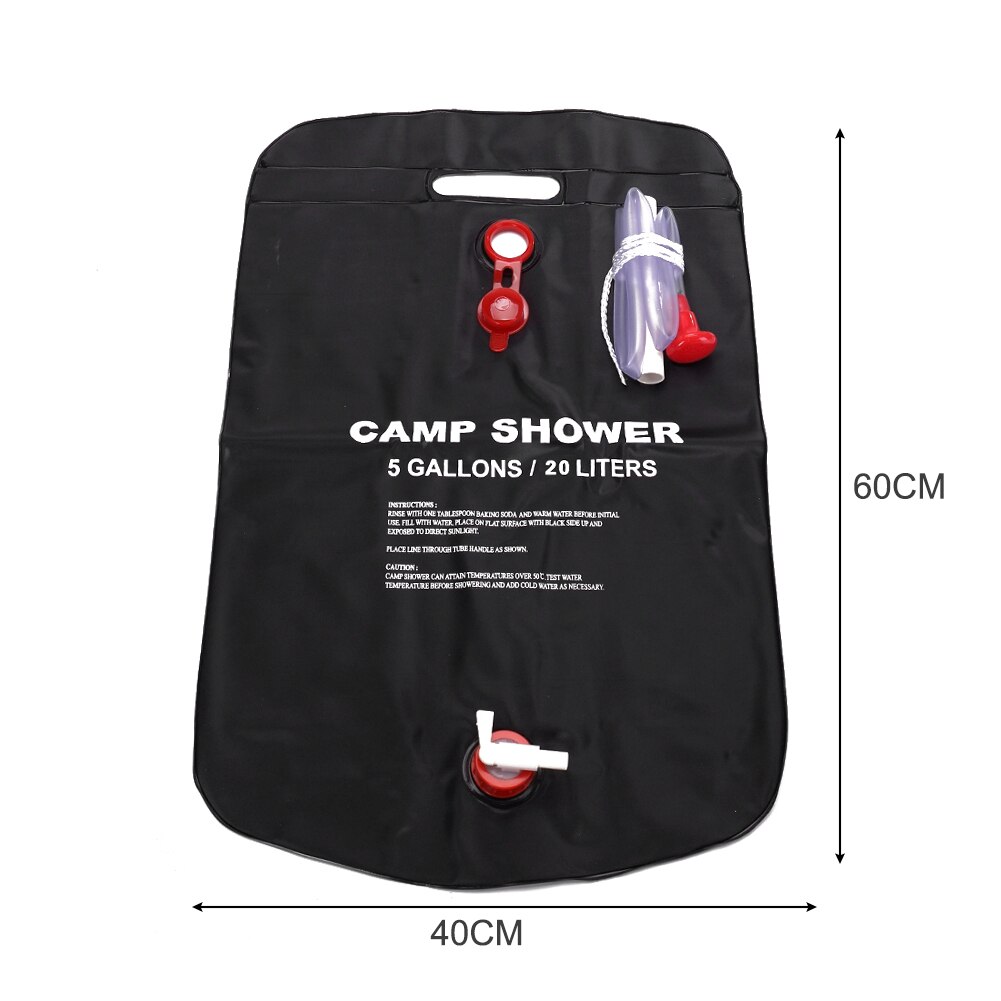 Bolsa de agua plegable de PVC con energía Solar, bolsa de ducha para acampar al aire libre, viaje, senderismo, escalada, barbacoa, Picnic, almacenamiento de agua, 20L: Default Title