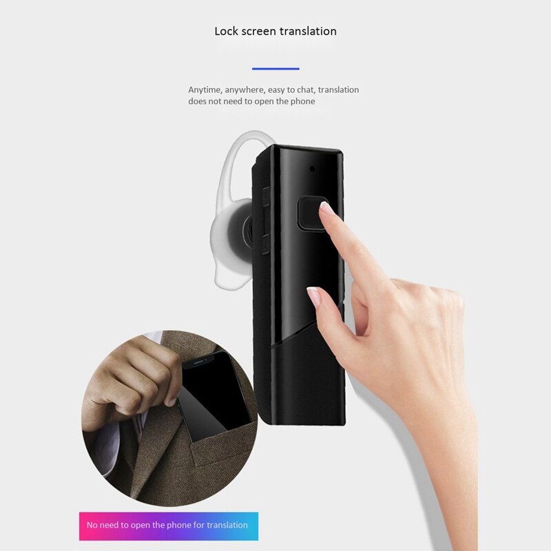 Headset Translation Bluetooth Headset Smart Translator Wireless Travel Real-Time Mutual Translation In-Ear