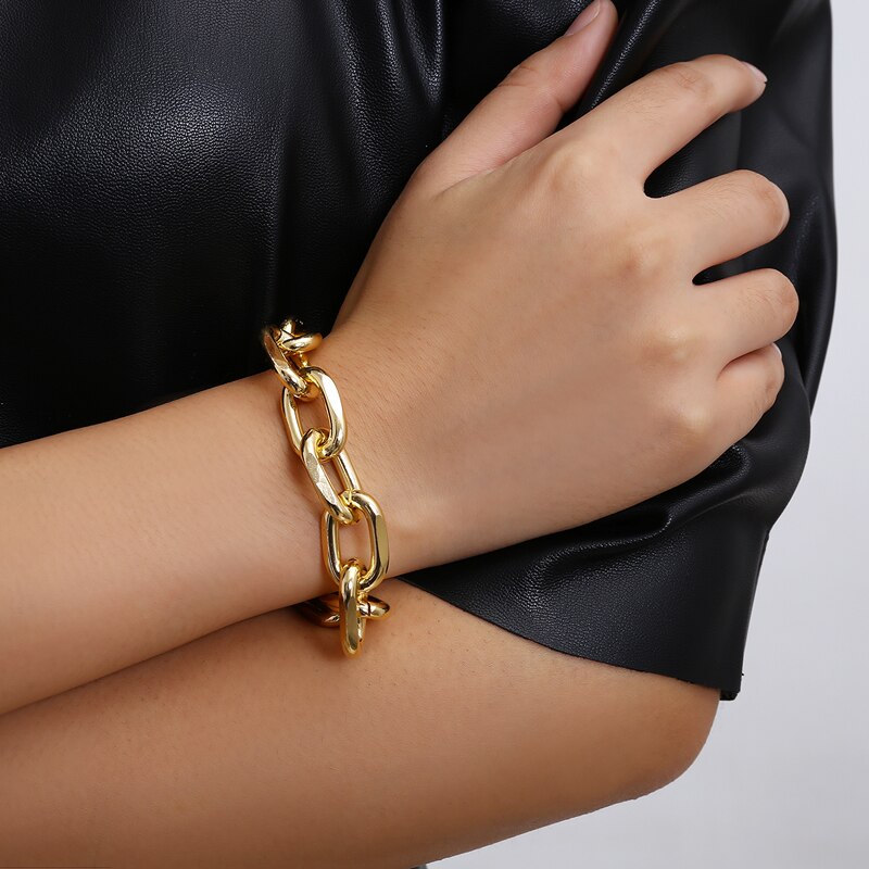 Heavy Metal Texture Punk Gold Bracelet Exaggerated Chain 4 Bracelet Simple Twisted Chain Bracelets Jewelry