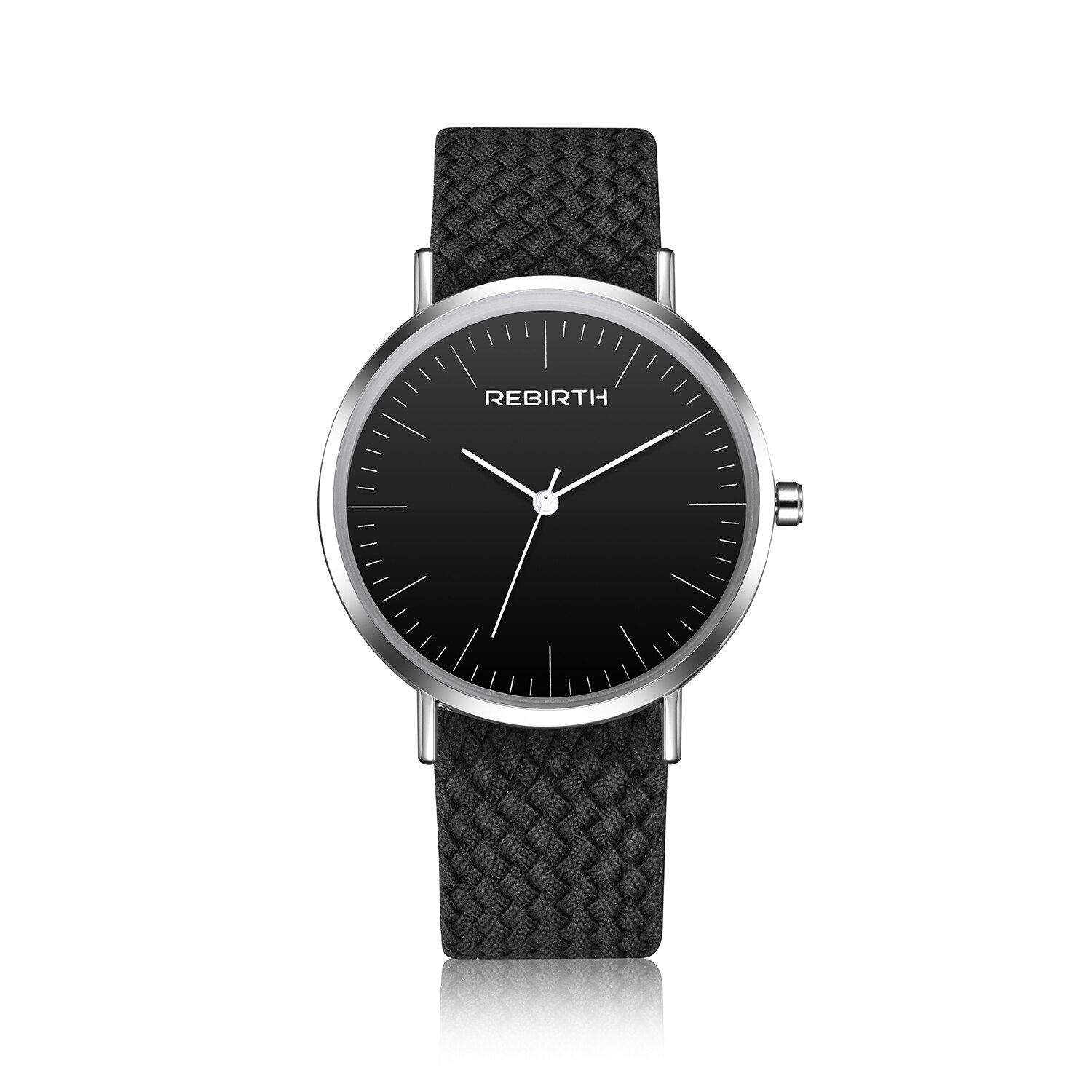 nuevos relojes de REBIRTH para mujer, hombres, superior, relojes de pulsera Unisex de Nylon, relojes deportivos de cuarzo, reloj masculino: All black