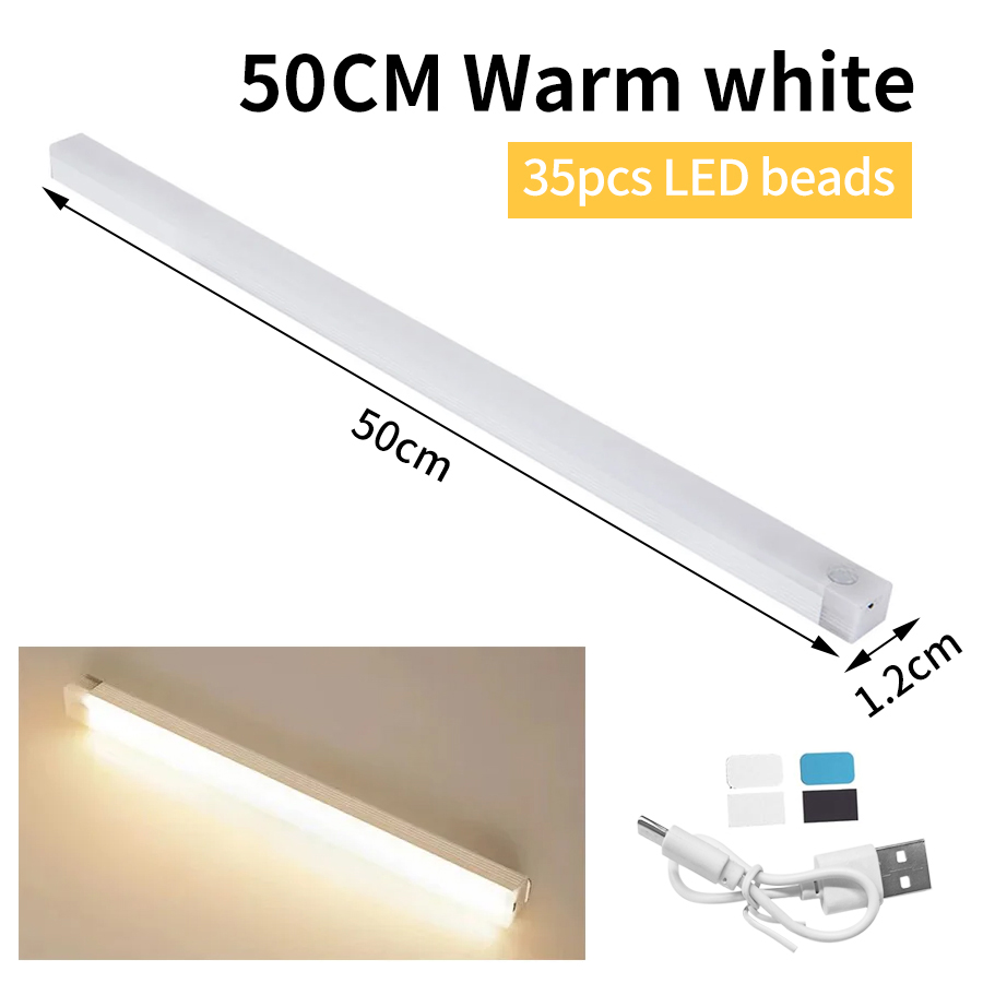 Usb Oplaadbare Led Nachtlampje Bewegingssensor Bar Verlichting Menselijk Infared Inductiekast Lamp Keuken Garderobe Trap Licht: YELLOW