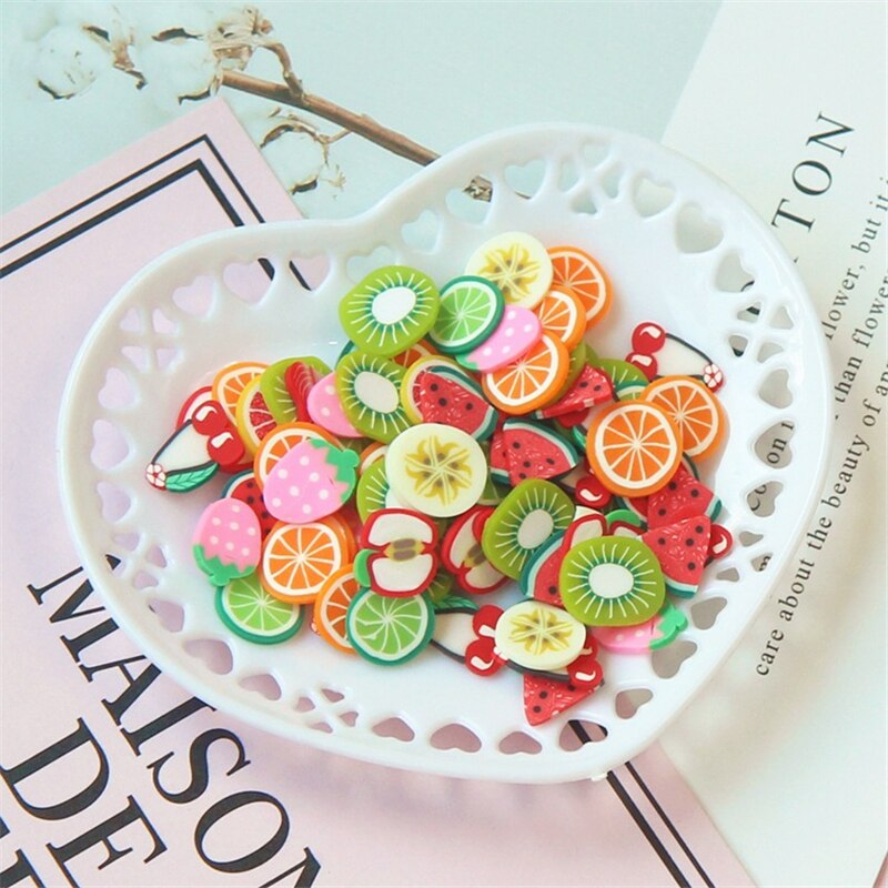 10g Fruit slice Slime Clay Sprinkles for Filler Supplies Watermelon kiwifruit orange fruit Mud Decoration Toys for Children Kids