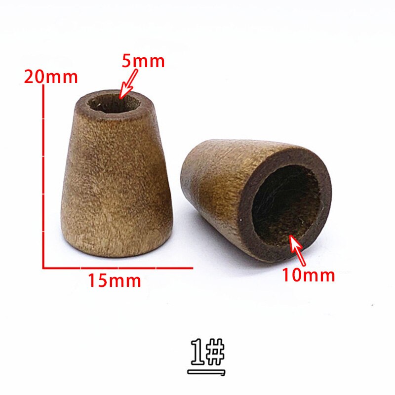 Meetee 20 stk træ trompet vedhæng prop spænde hat reb bælte snor lås gør-det-selv snøre hale klip snor ende tilbehør  ds015: No1-20mm