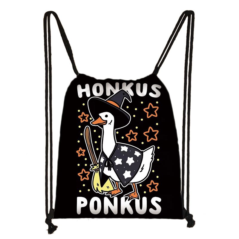 Honkus ponkus heks eend trekkoordtas halloween dames opbergzakken hocus pocus rugzak meisjes snoepboek tas: Skdhonkus 02