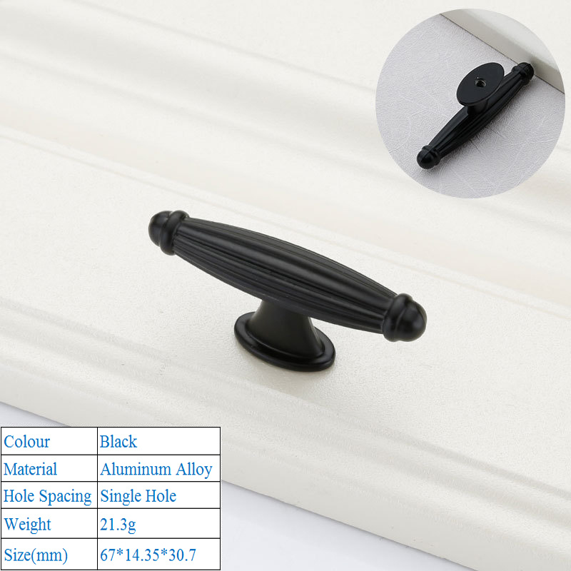 Poignée de porte noire moderne, à la américaine, poignée de meuble décorative: E Single Hole