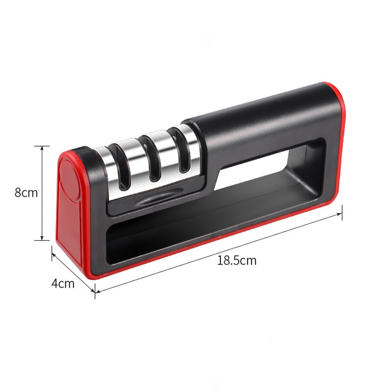 3 Fasen Messenslijper Messen Whetstone Tungsten Diamond Keramische Professionele Keuken Puntenslijper Quick Tool: red