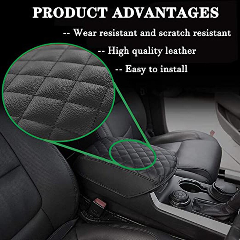 Center Console Cover PU Leather Anti-Slip Armrest Cover for Ford Explorer SUVs